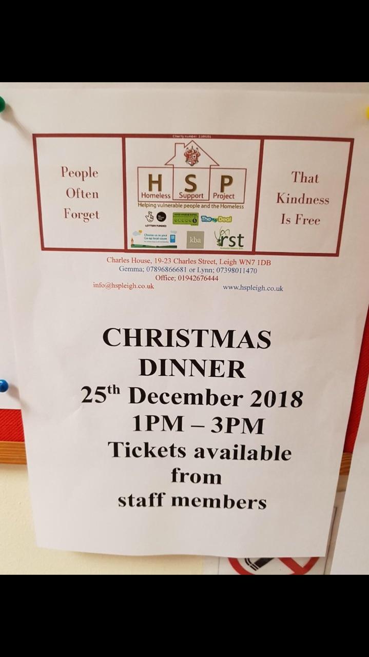 Wigan Athletic Supporters Club gift Christmas Dinner to HSP